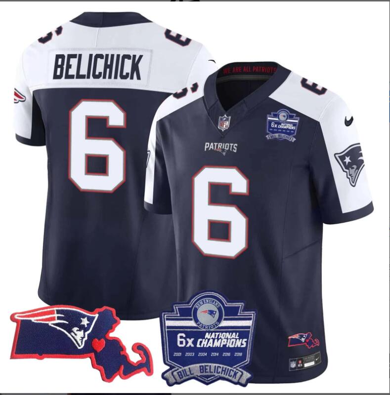 Women New England Patriots #6 Belichick  Bill Belichick 6x Champions Patch Vapor 2024 NFL Nike blue jerseys